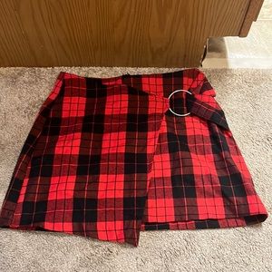 Red plaid almost famous mini skirt